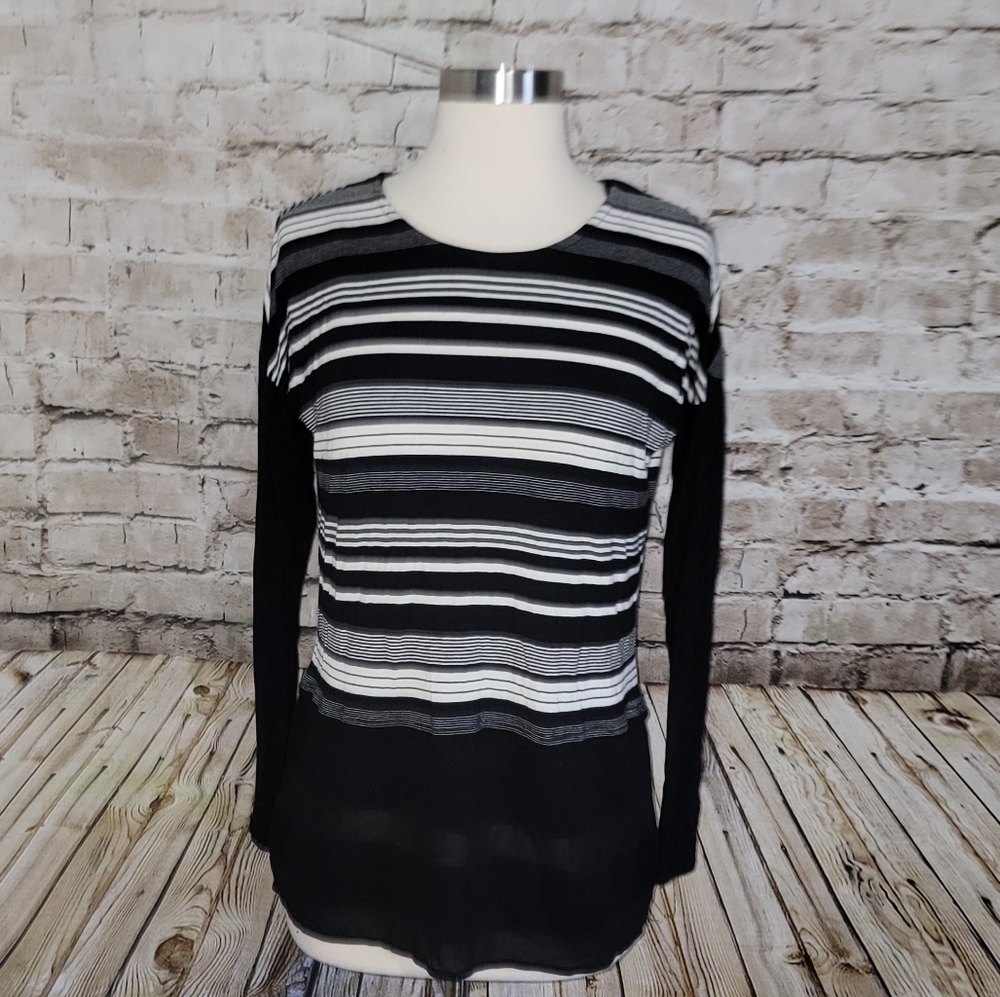 Neiman Marcus Top Size S Black/White Stripe